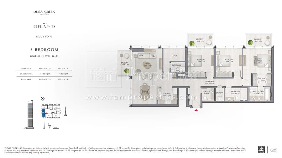 The Grand, 3-Bed Floor Plan, type: 3 Bedroom