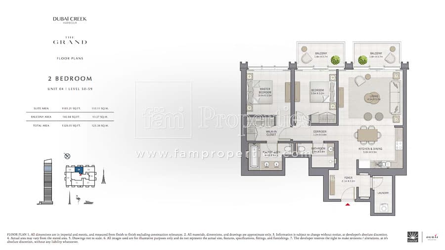 The Grand, 2-Bed Floor Plan, type: 2 Bedroom
