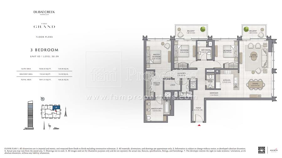 The Grand, 3-Bed Floor Plan, type: 3 Bedroom