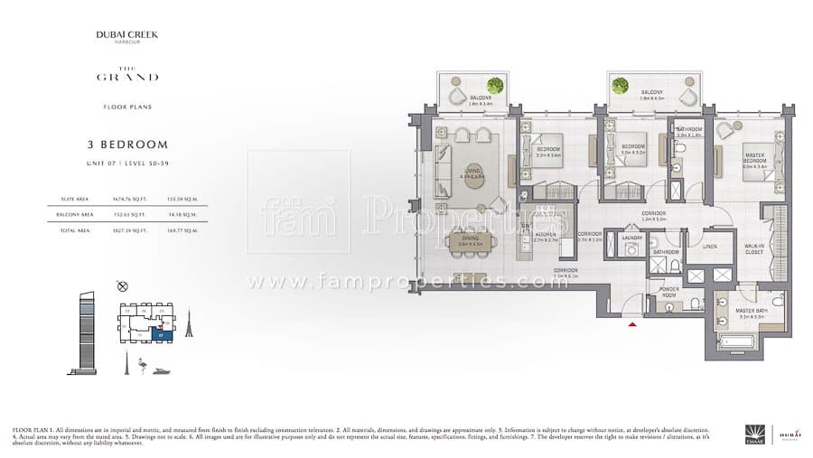The Grand, 3-Bed Floor Plan, type: 3 Bedroom