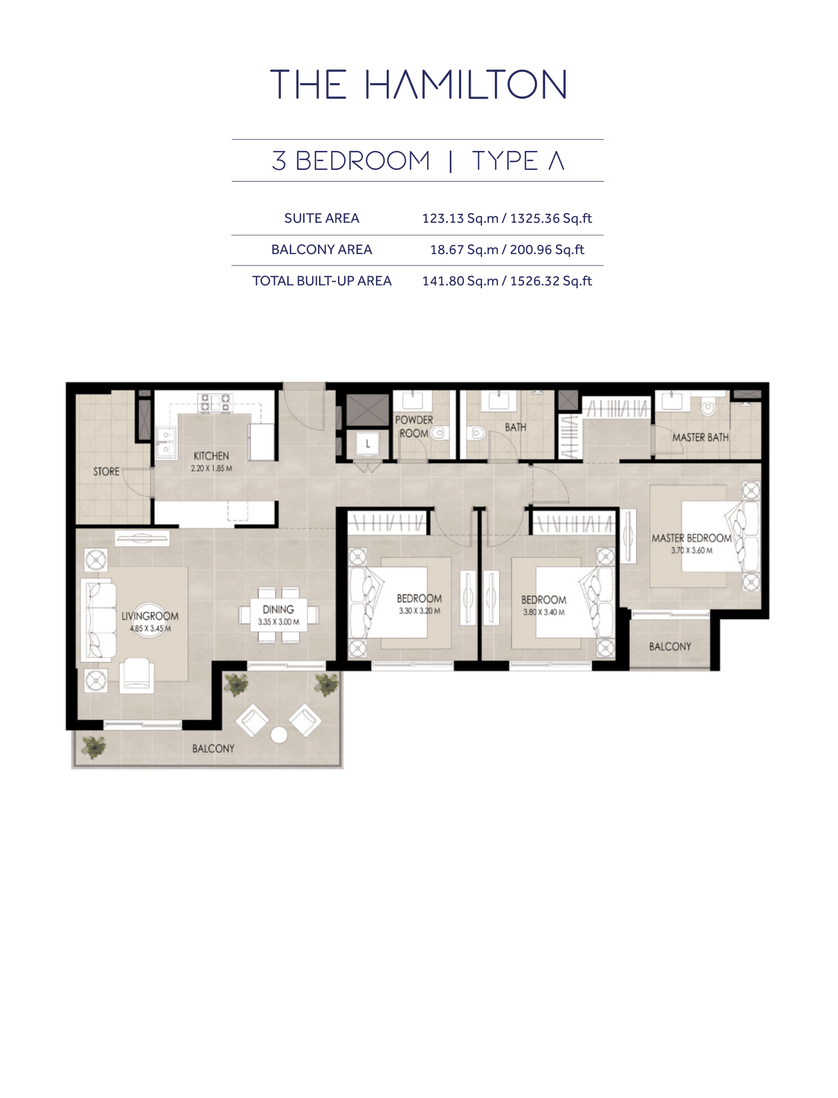 The Hamilton, 3-Bed Floor Plan, type: