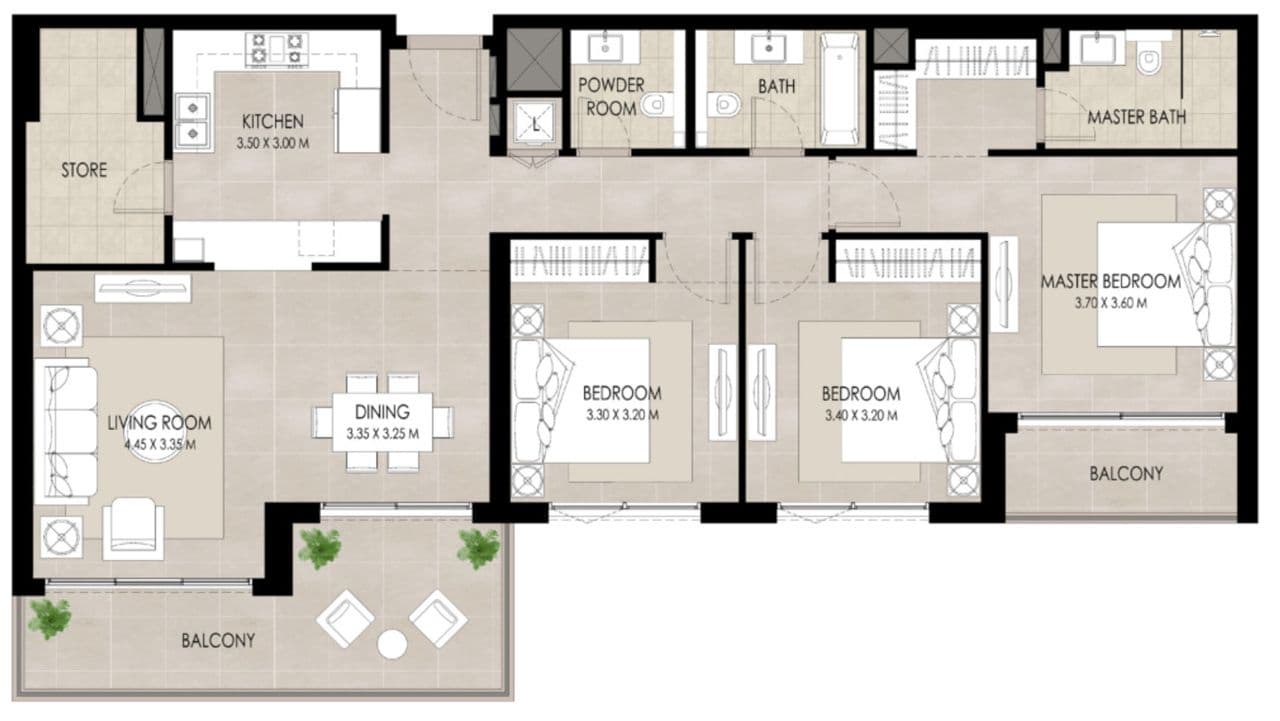 The Holland Gardens, 3-Bed Floor Plan, type: