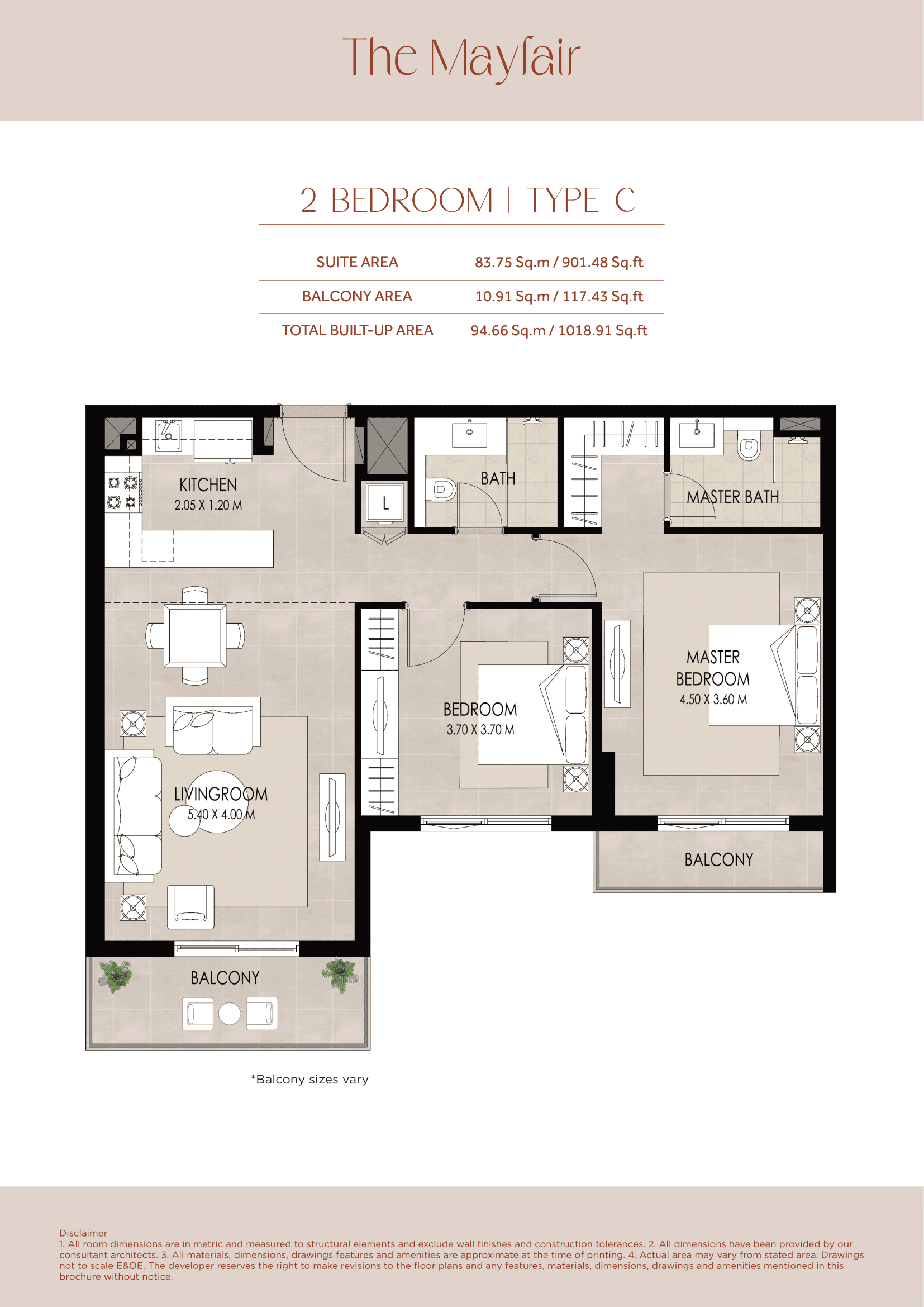 The Mayfair, 2-Bed Floor Plan, type: