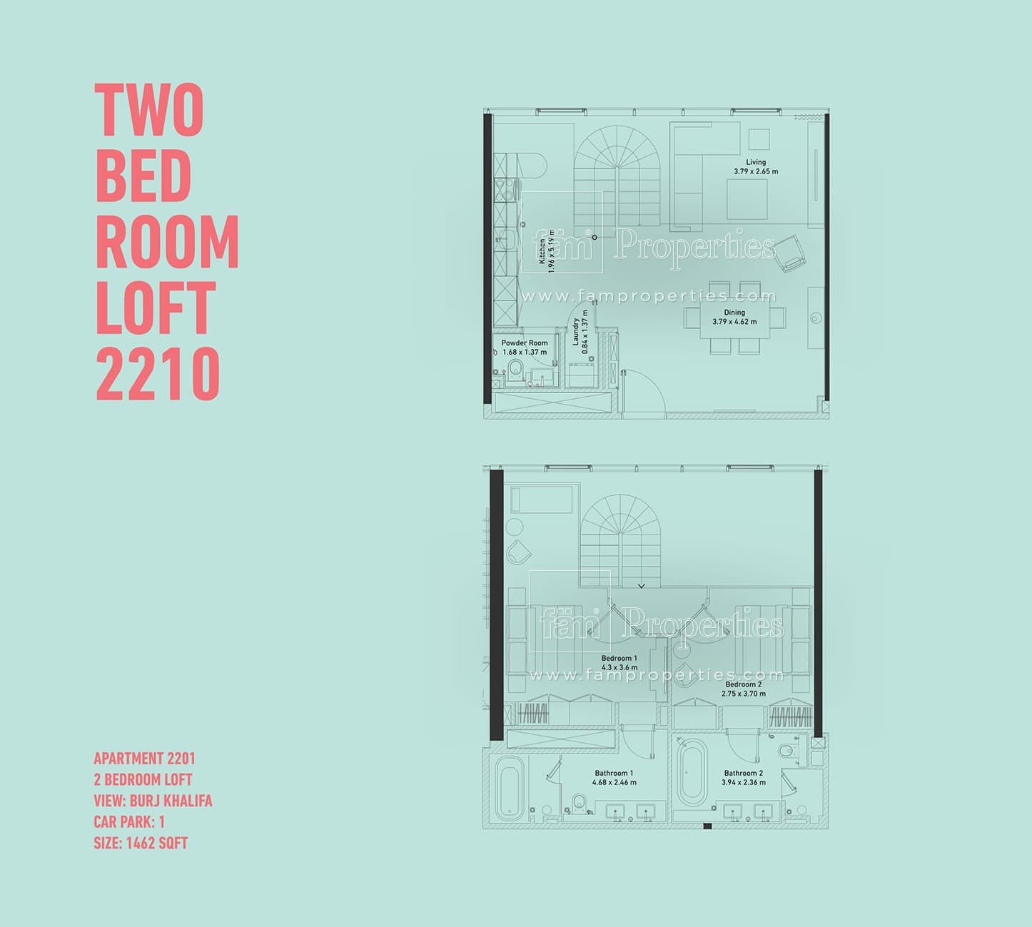 The Pad, 2-Bed Floor Plan, type: 2 Bedroom