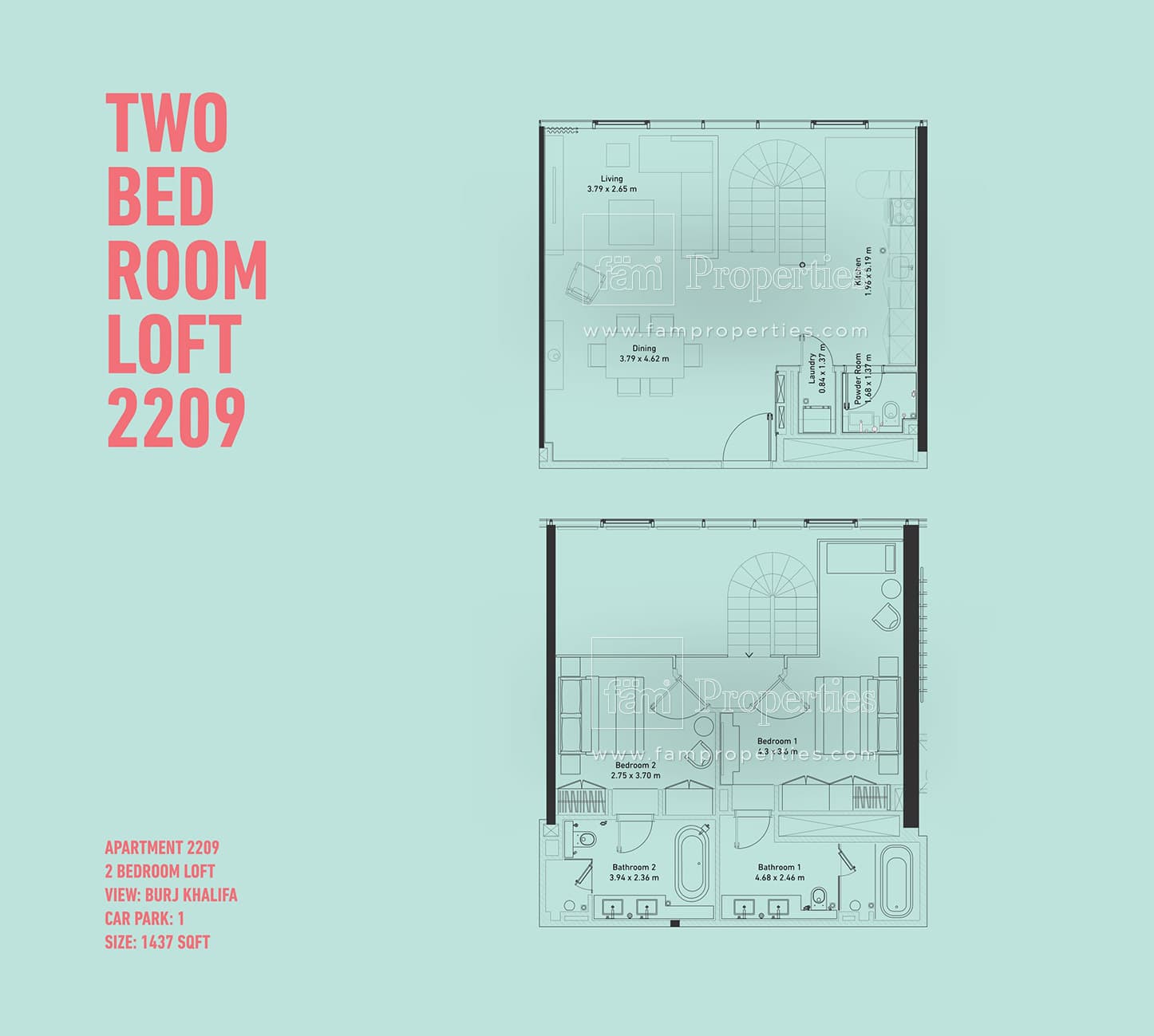 The Pad, 2-Bed Floor Plan, type: 2 Bedroom