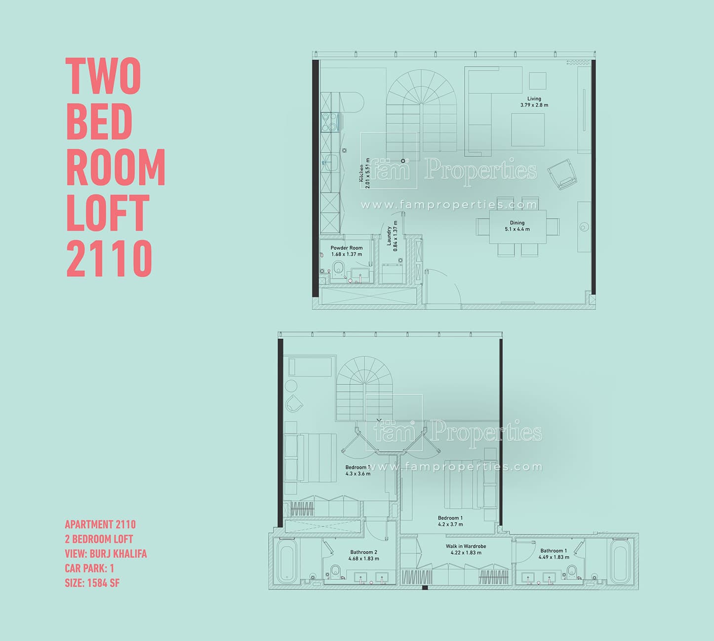 The Pad, 2-Bed Floor Plan, type: 2 Bedroom