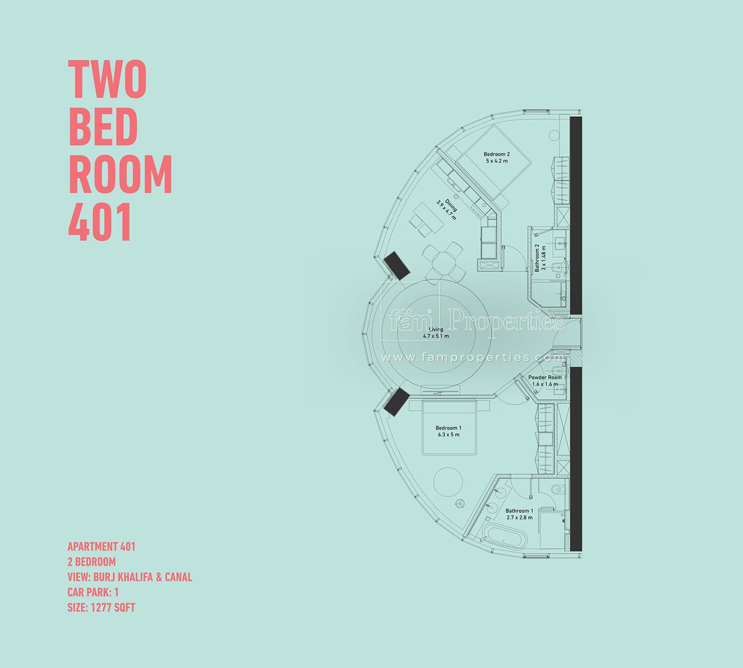 The Pad, 2-Bed Floor Plan, type: 2 Bedroom