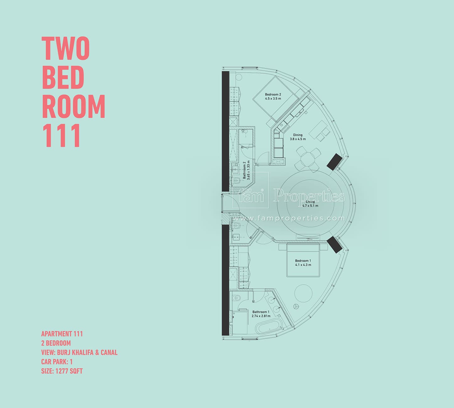 The Pad, 2-Bed Floor Plan, type: 2 Bedroom