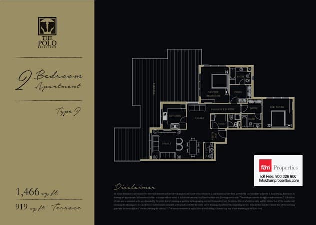 The Polo Residence, 2-Bed Floor Plan, type: 2 Bedroom - Type 2
