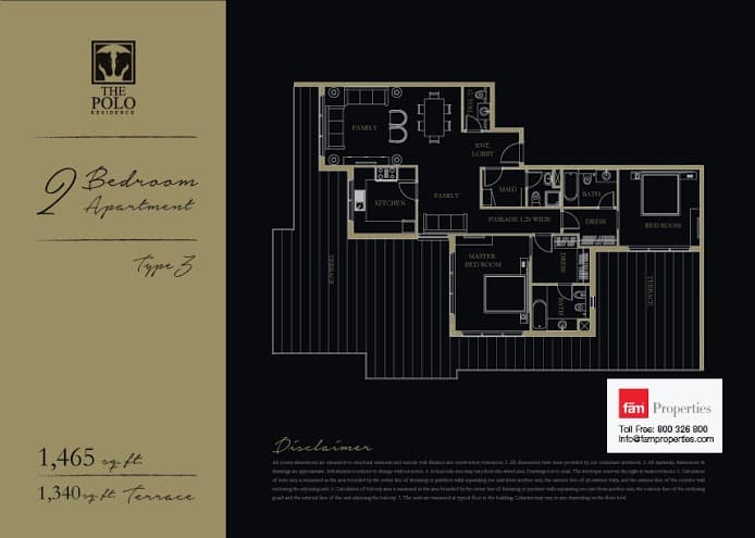 The Polo Residence, 2-Bed Floor Plan, type: 2 Bedroom - Type 3