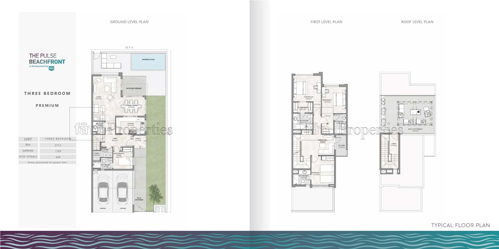 The Pulse Beachfront 1, 3-Bed Floor Plan, type: 3 Bedroom