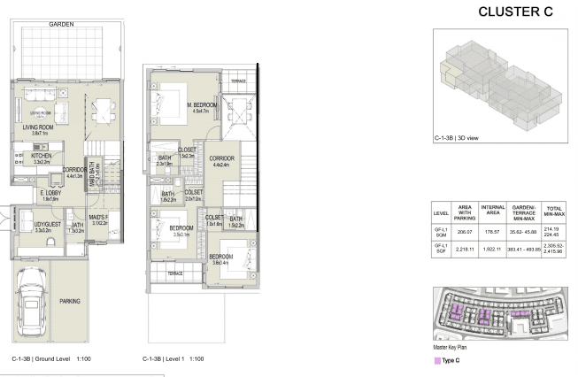 The Pulse Townhouses Phase 1, 3-Bed Floor Plan, type: 3 Bedroom
