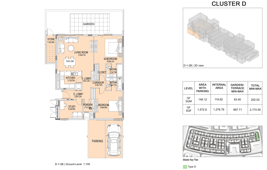 The Pulse Townhouses Phase 1, 2-Bed Floor Plan, type: 3 Bedroom