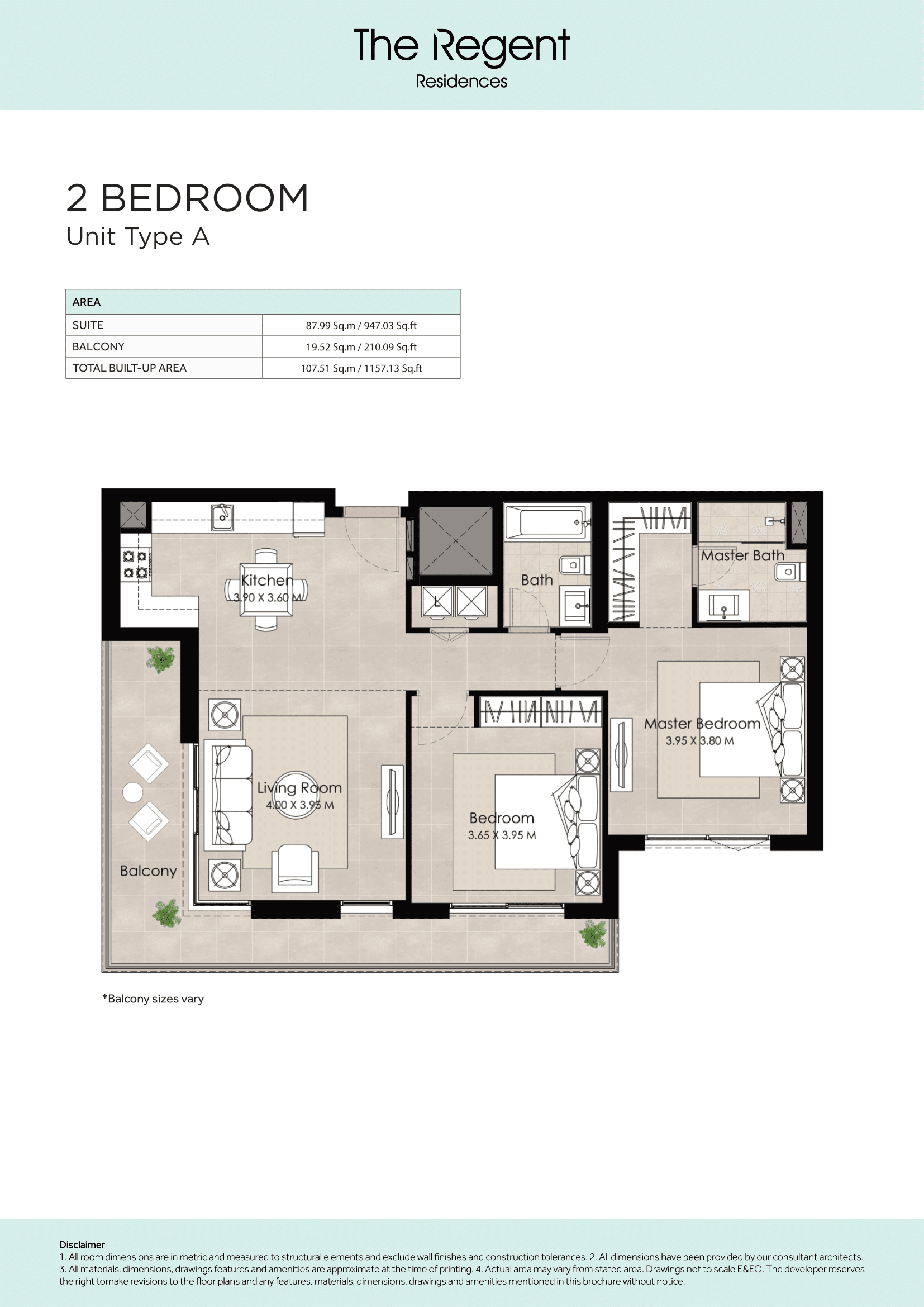 The Regent Residences, 2-Bed Floor Plan, type: