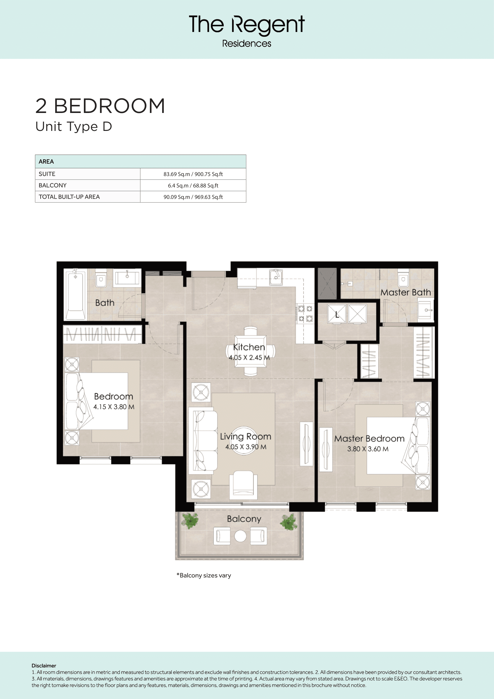 The Regent Residences, 2-Bed Floor Plan, type: