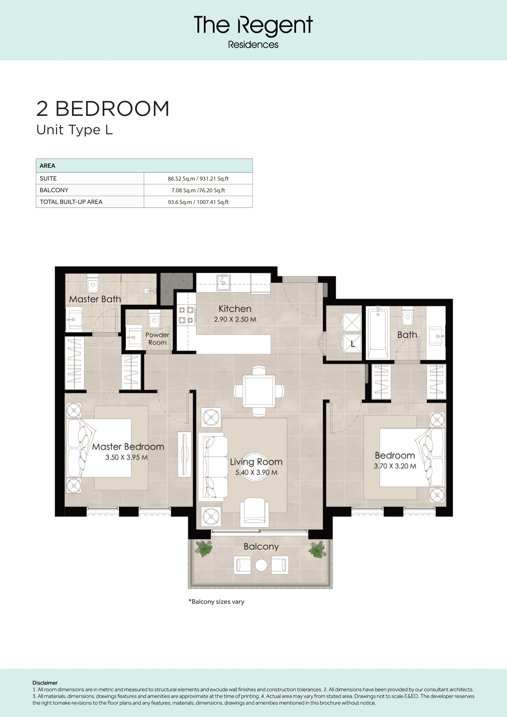 The Regent Residences, 2-Bed Floor Plan, type: