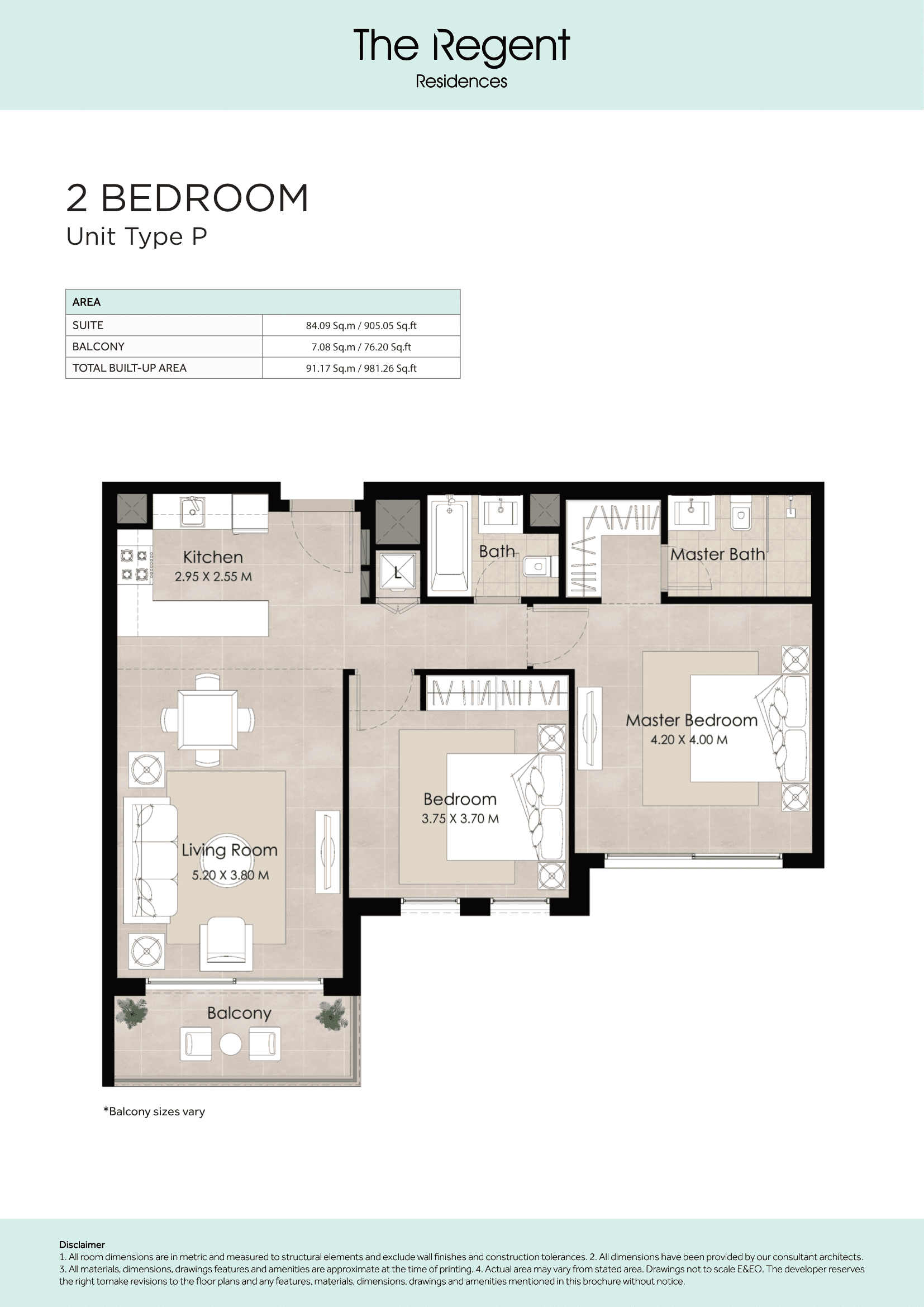 The Regent Residences, 2-Bed Floor Plan, type: