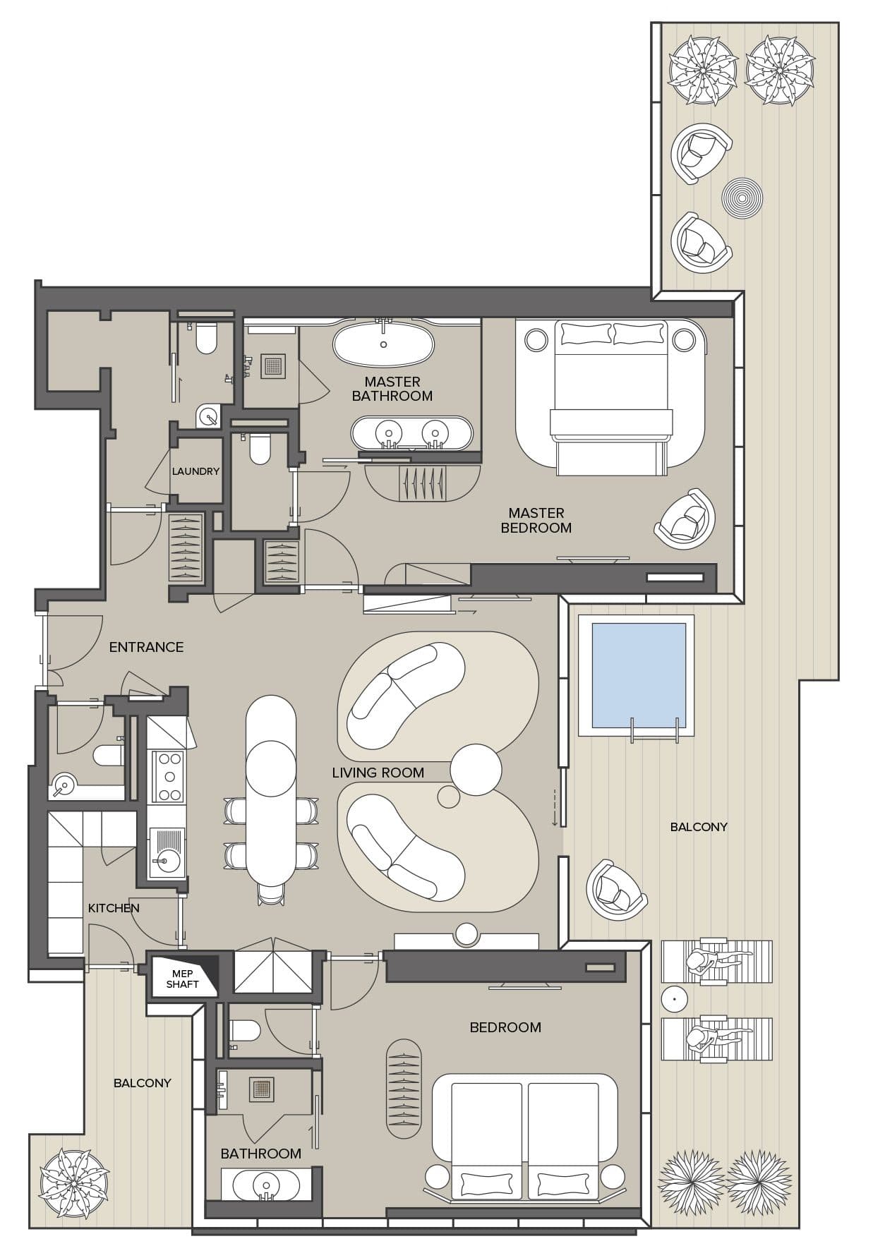 The Ritz Carlton Residences, 2-Bed Floor Plan, type: