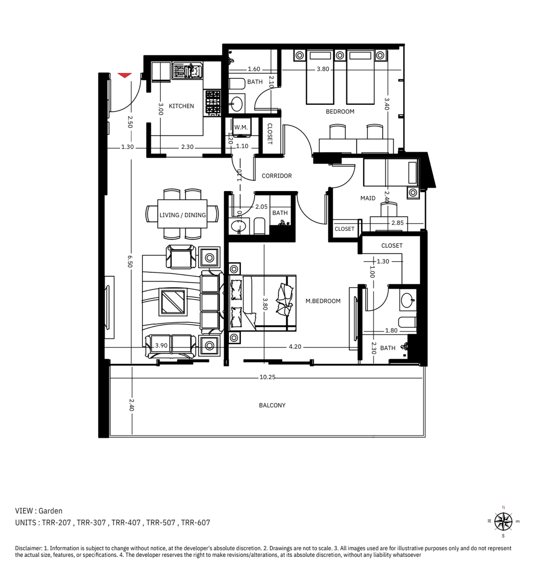 The Roof Residence, 2-Bed Floor Plan, type: