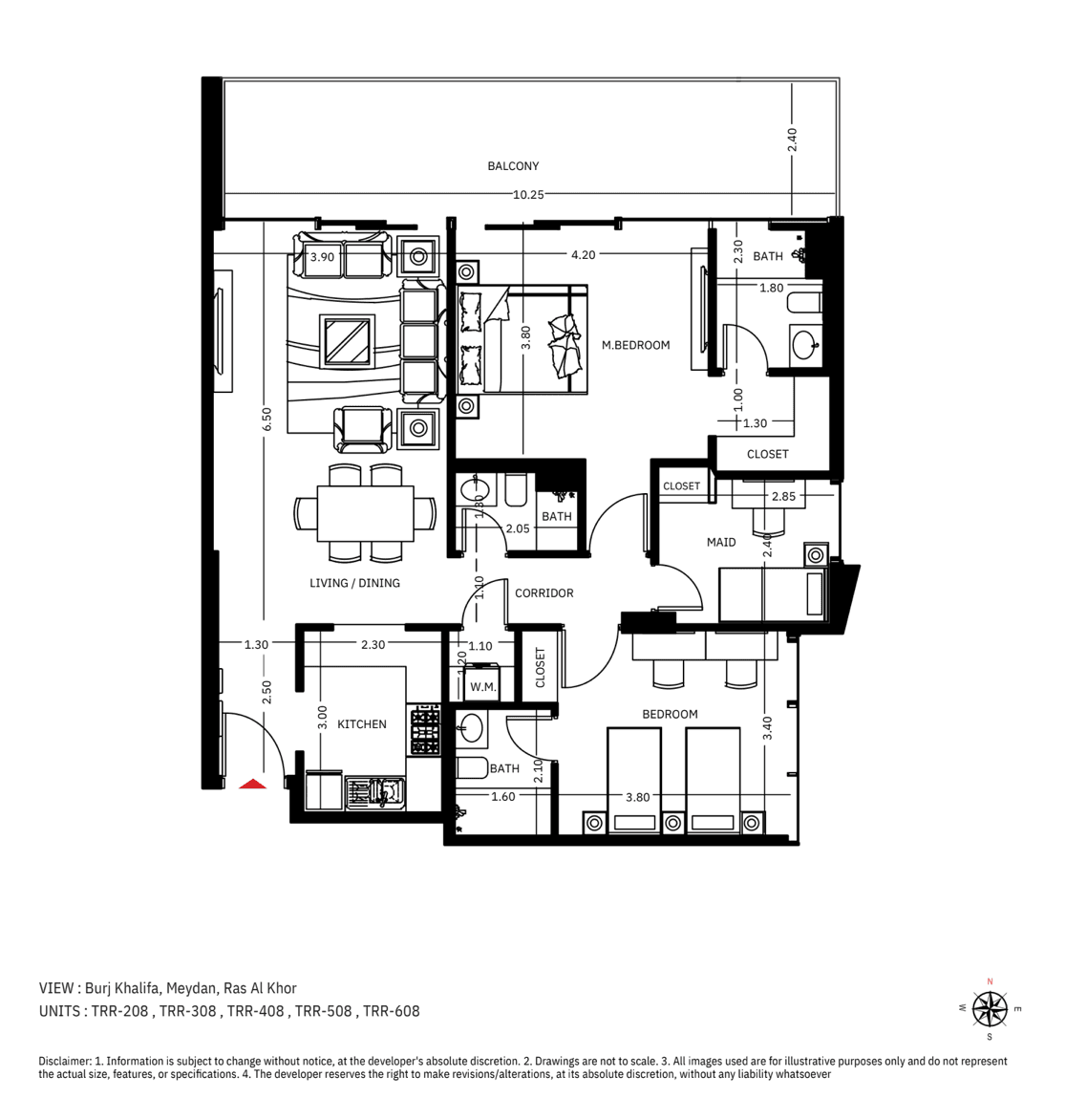The Roof Residence, 2-Bed Floor Plan, type: