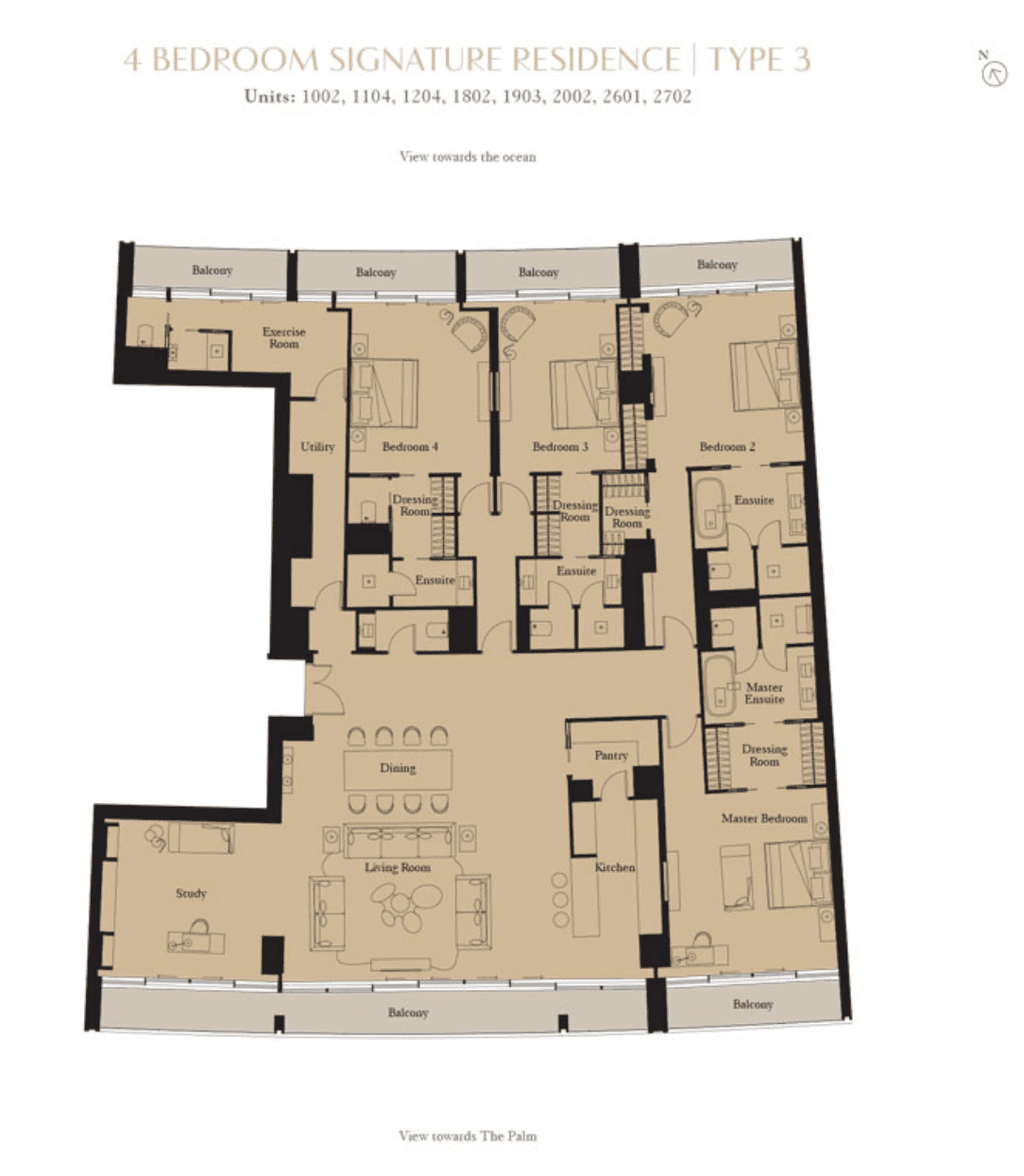 The Royal Atlantis Residences, 4-Bed Floor Plan, type: