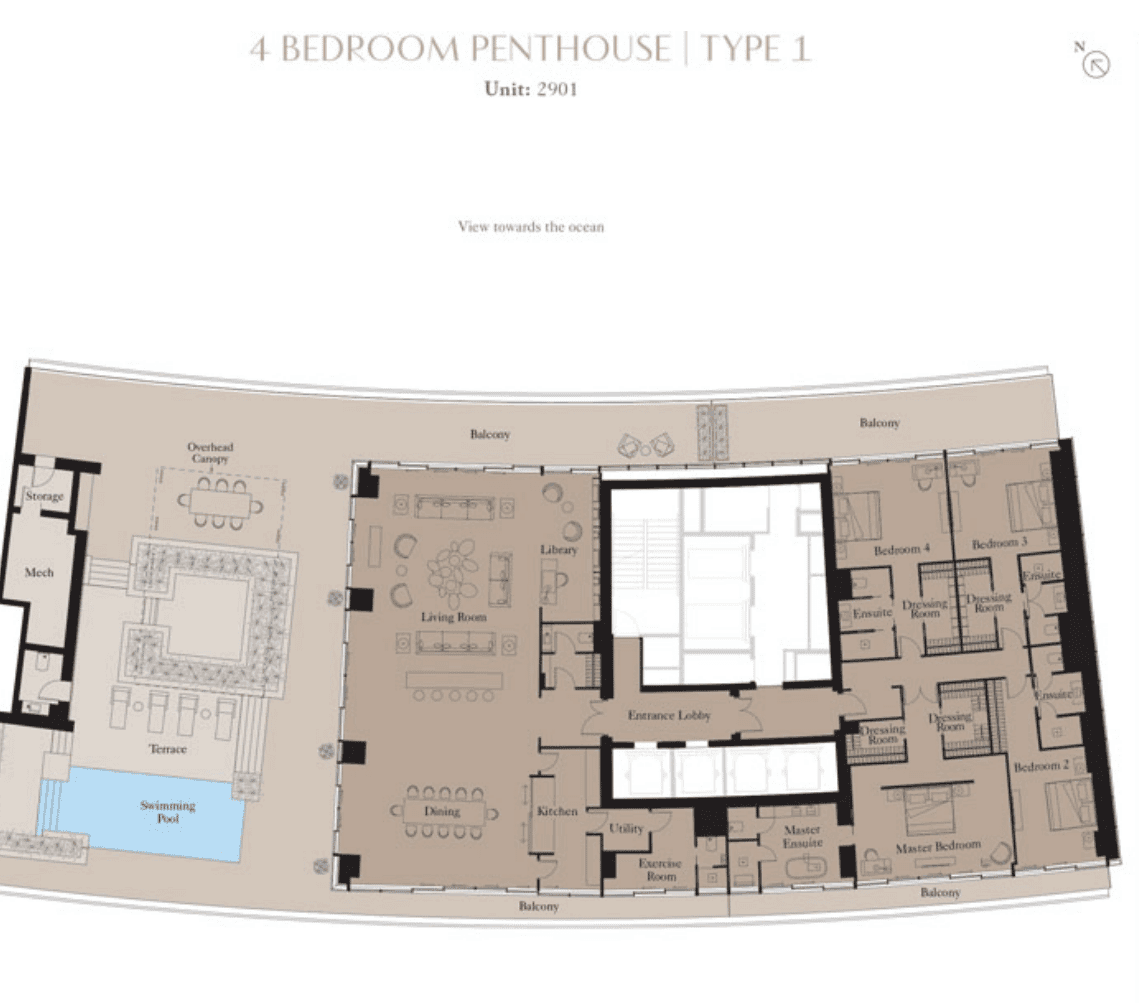 The Royal Atlantis Residences, 4-Bed Floor Plan, type: