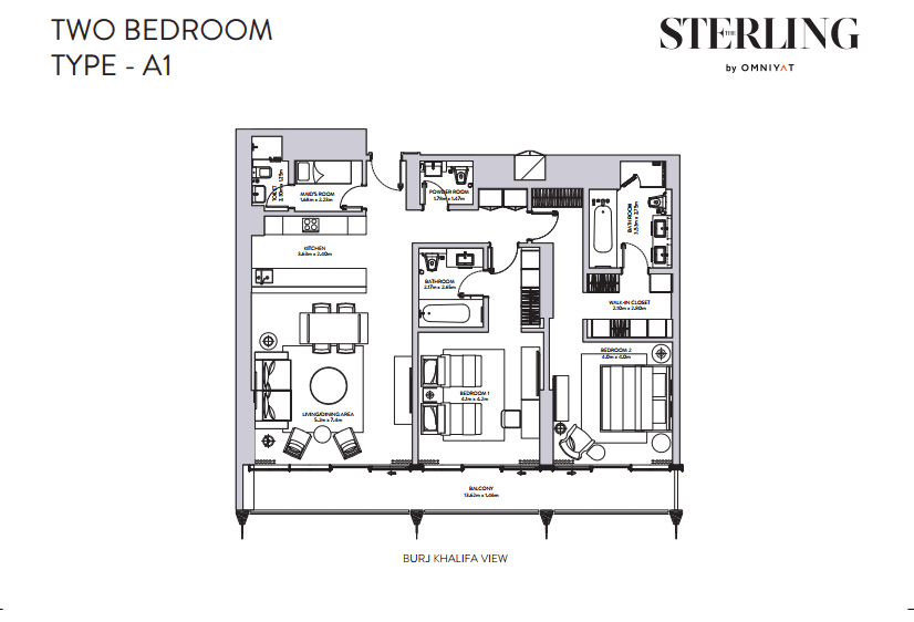 The Sterling, 2-Bed Floor Plan, type: 2 Bedroom