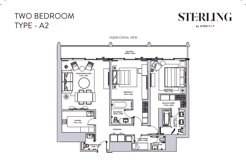 The Sterling, 2-Bed Floor Plan, type: 2 Bedroom