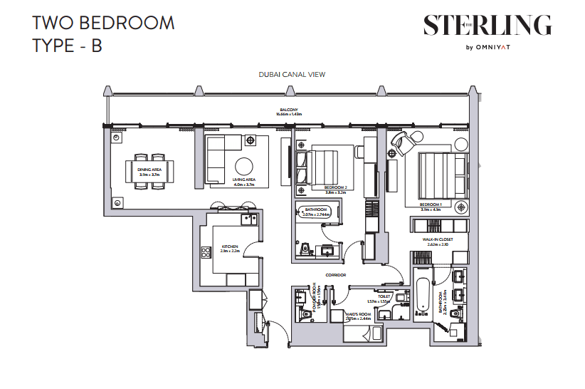 The Sterling, 2-Bed Floor Plan, type: 2 Bedroom