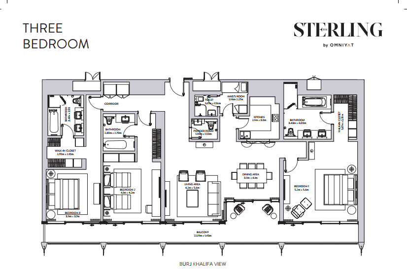 The Sterling, 3-Bed Floor Plan, type: 3 Bedroom
