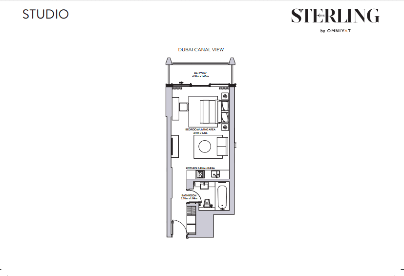 The Sterling, 0-Bed Floor Plan, type: Studio