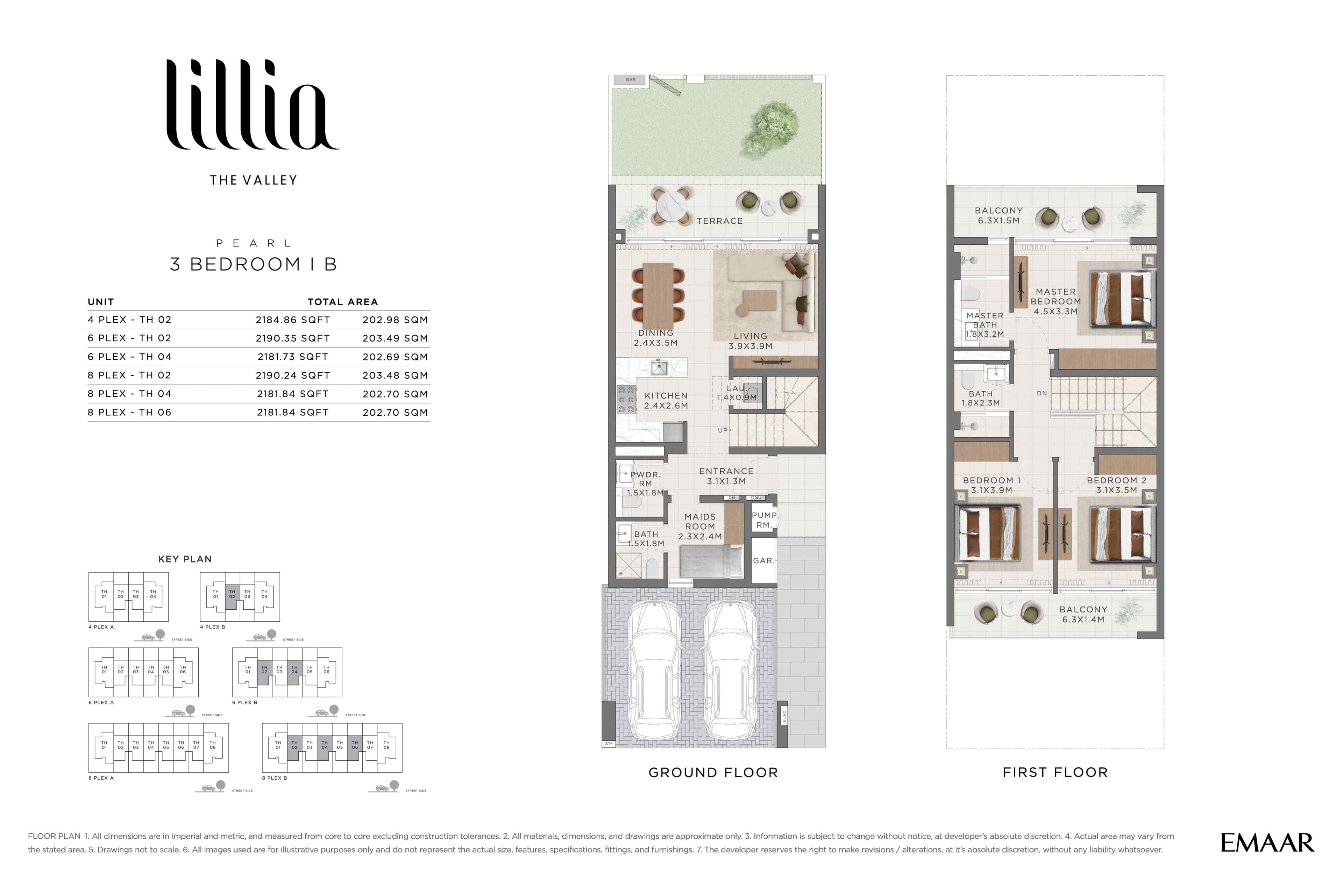 The Valley - Lillia, 3-Bed Floor Plan, type: 3BR - Unit B - Pearl