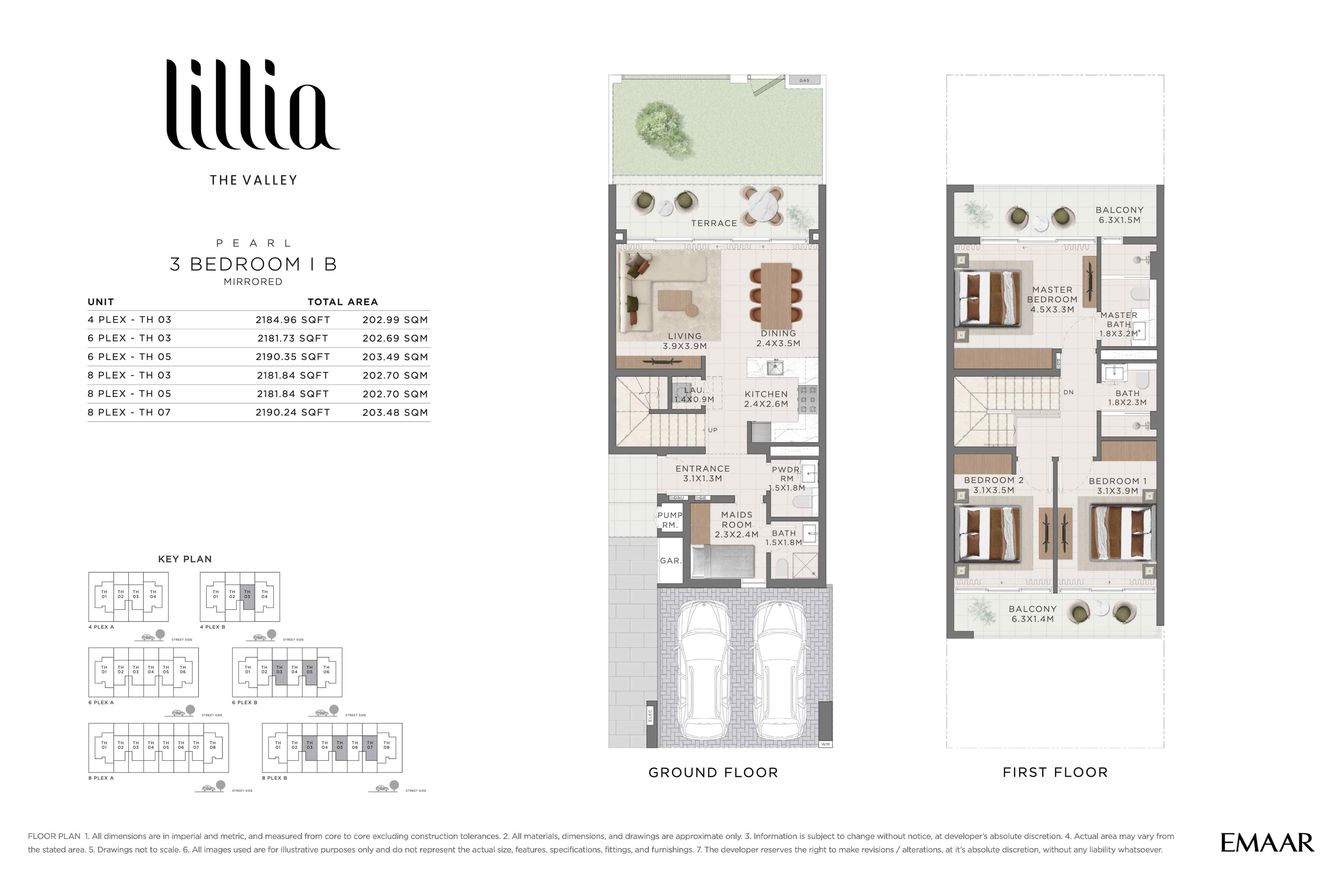 The Valley - Lillia, 3-Bed Floor Plan, type: 3BR - Unit B - Pearl Mirrored