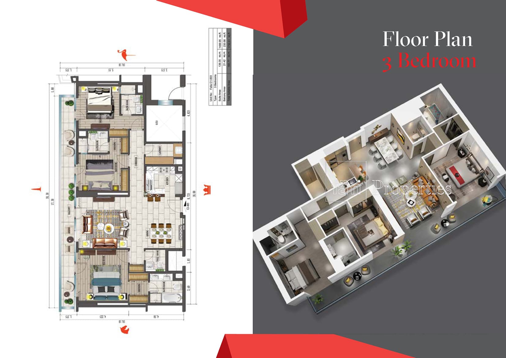 Tonino Lamborghini Residences, 3-Bed Floor Plan, type: 3 Bedroom