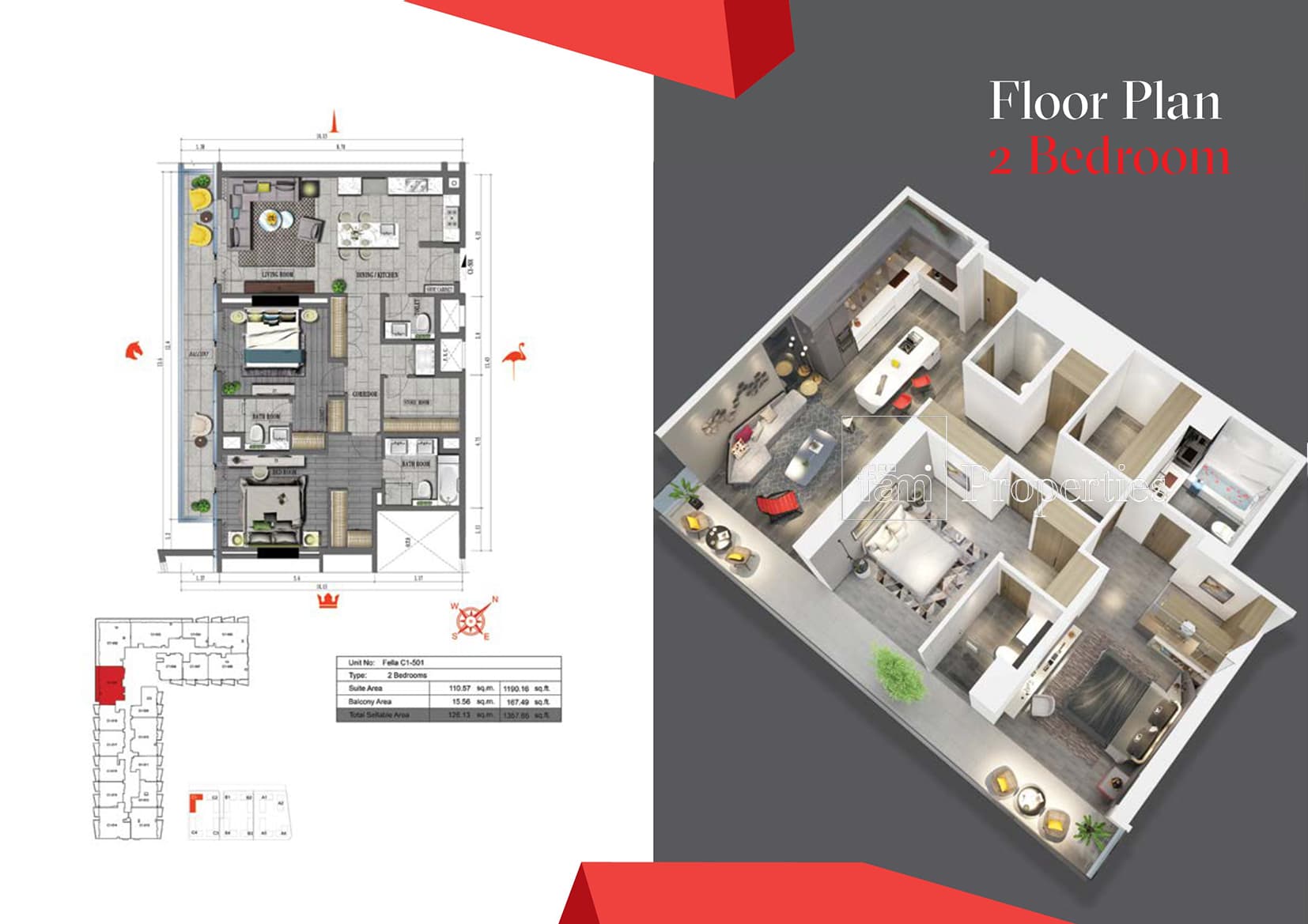 Tonino Lamborghini Residences, 2-Bed Floor Plan, type: 2 Bedroom