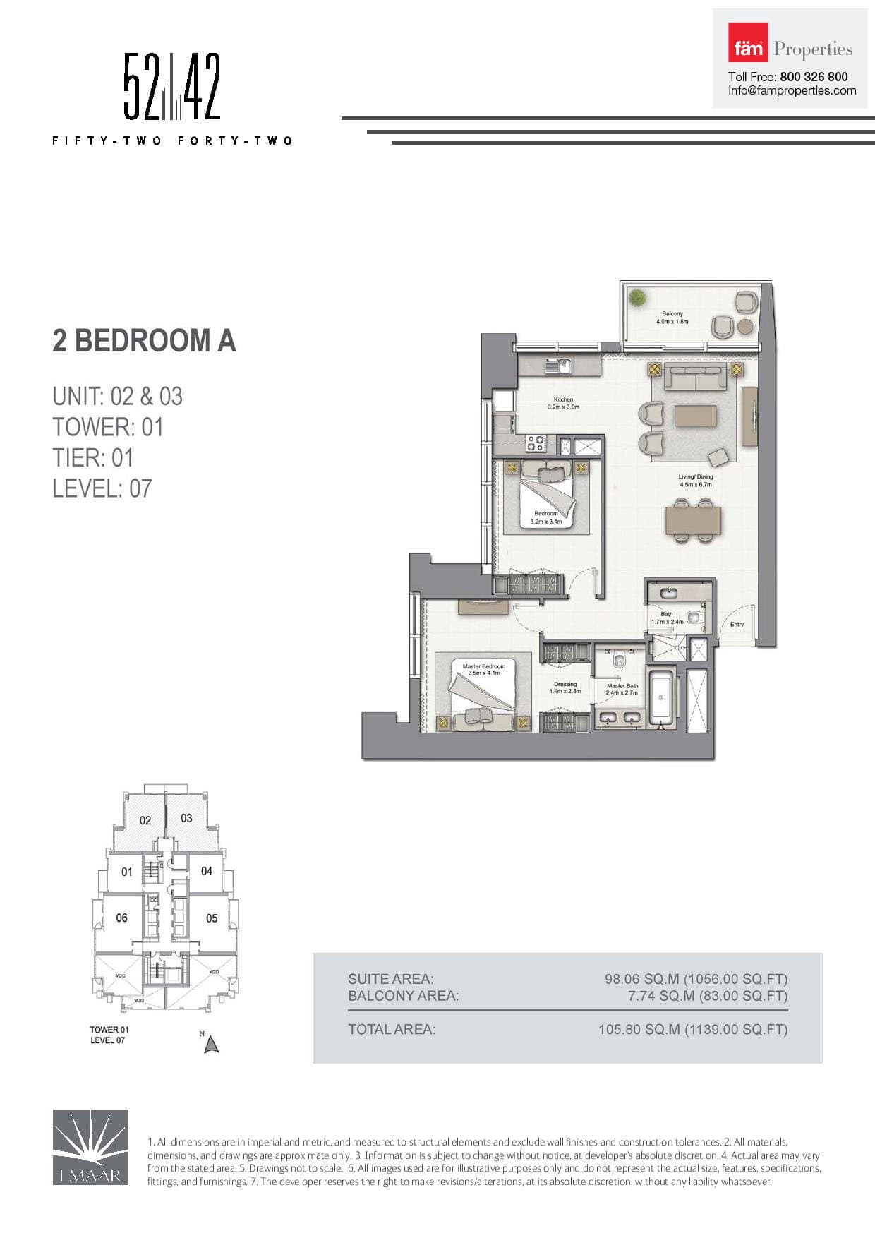 5242 Tower 1, 2-Bed Floor Plan, type: 2 Bedroom A