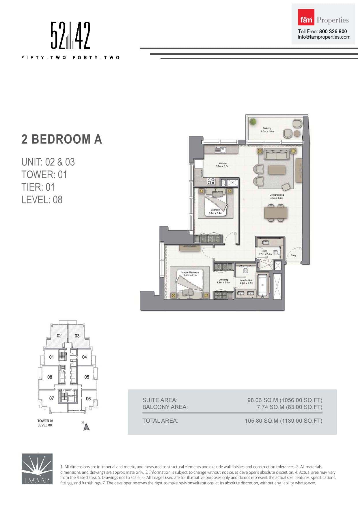 5242 Tower 1, 2-Bed Floor Plan, type: 2 Bedroom A