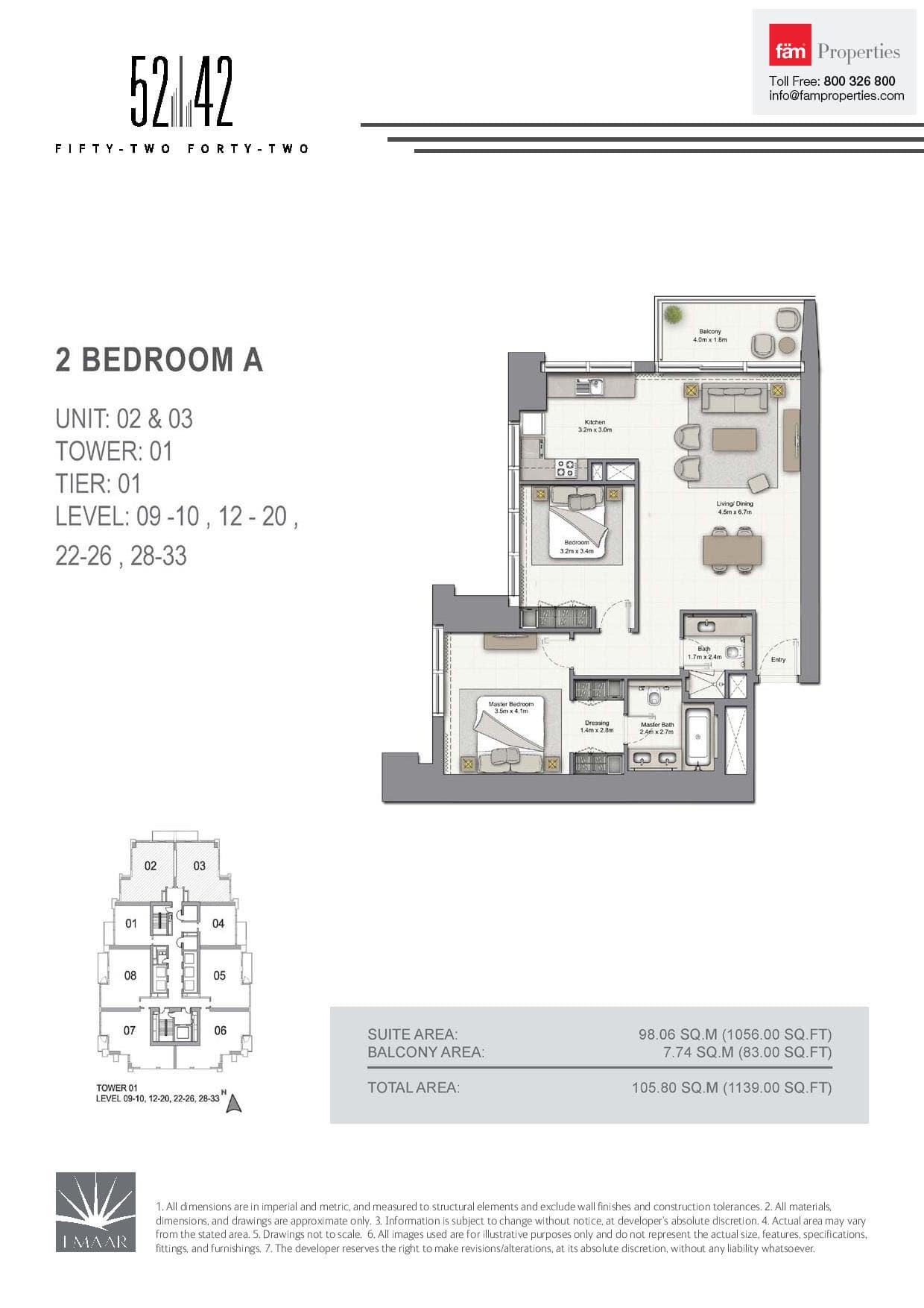 5242 Tower 1, 2-Bed Floor Plan, type: 2 Bedroom A