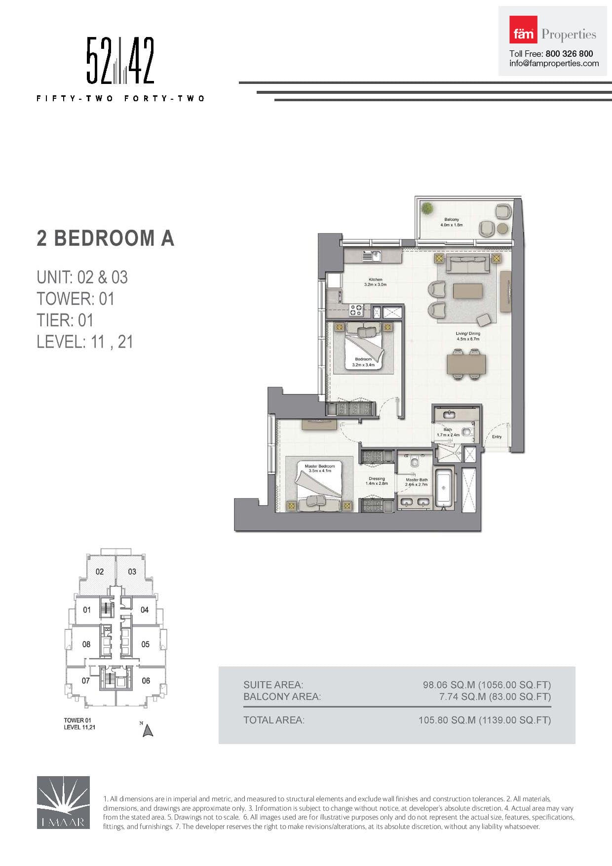 5242 Tower 1, 2-Bed Floor Plan, type: 2 Bedroom A