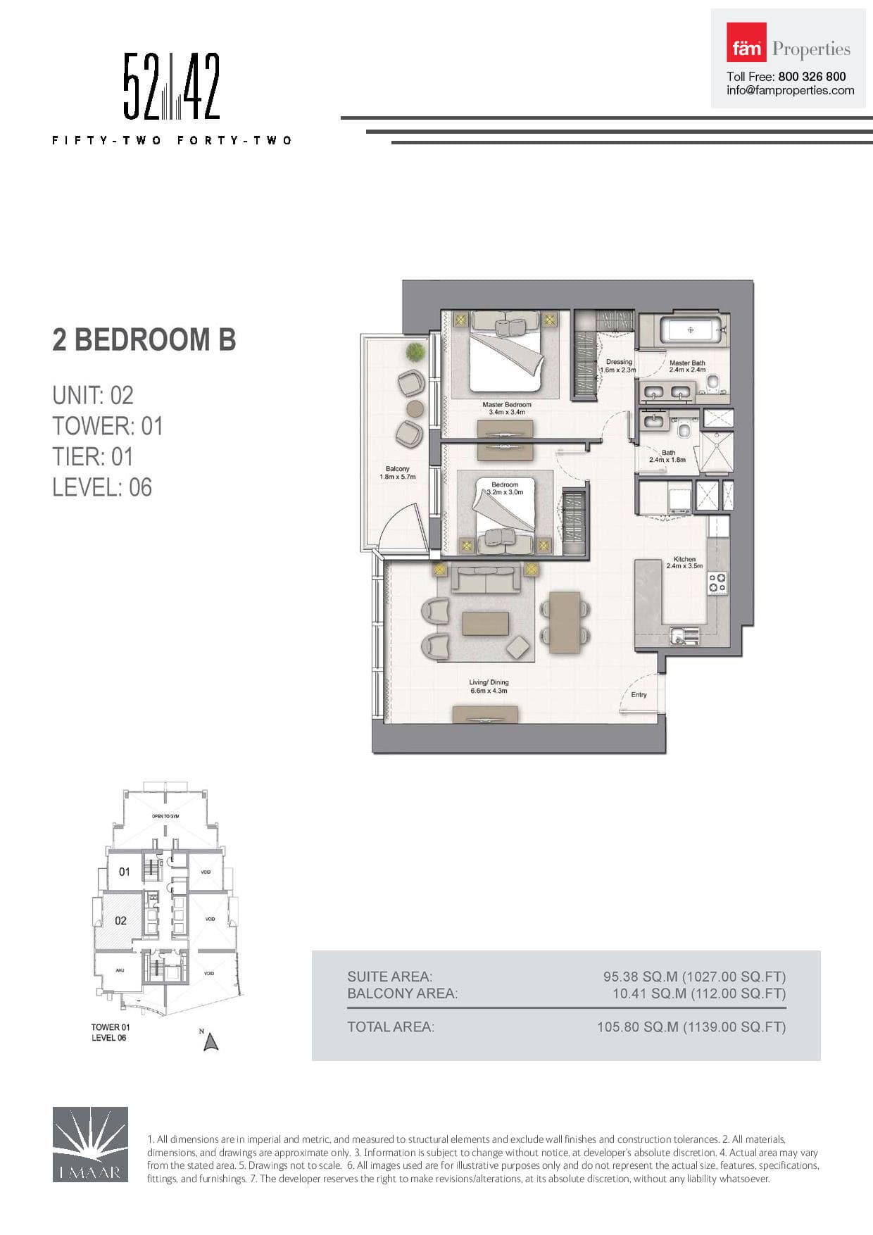 5242 Tower 1, 2-Bed Floor Plan, type: 2 Bedroom B