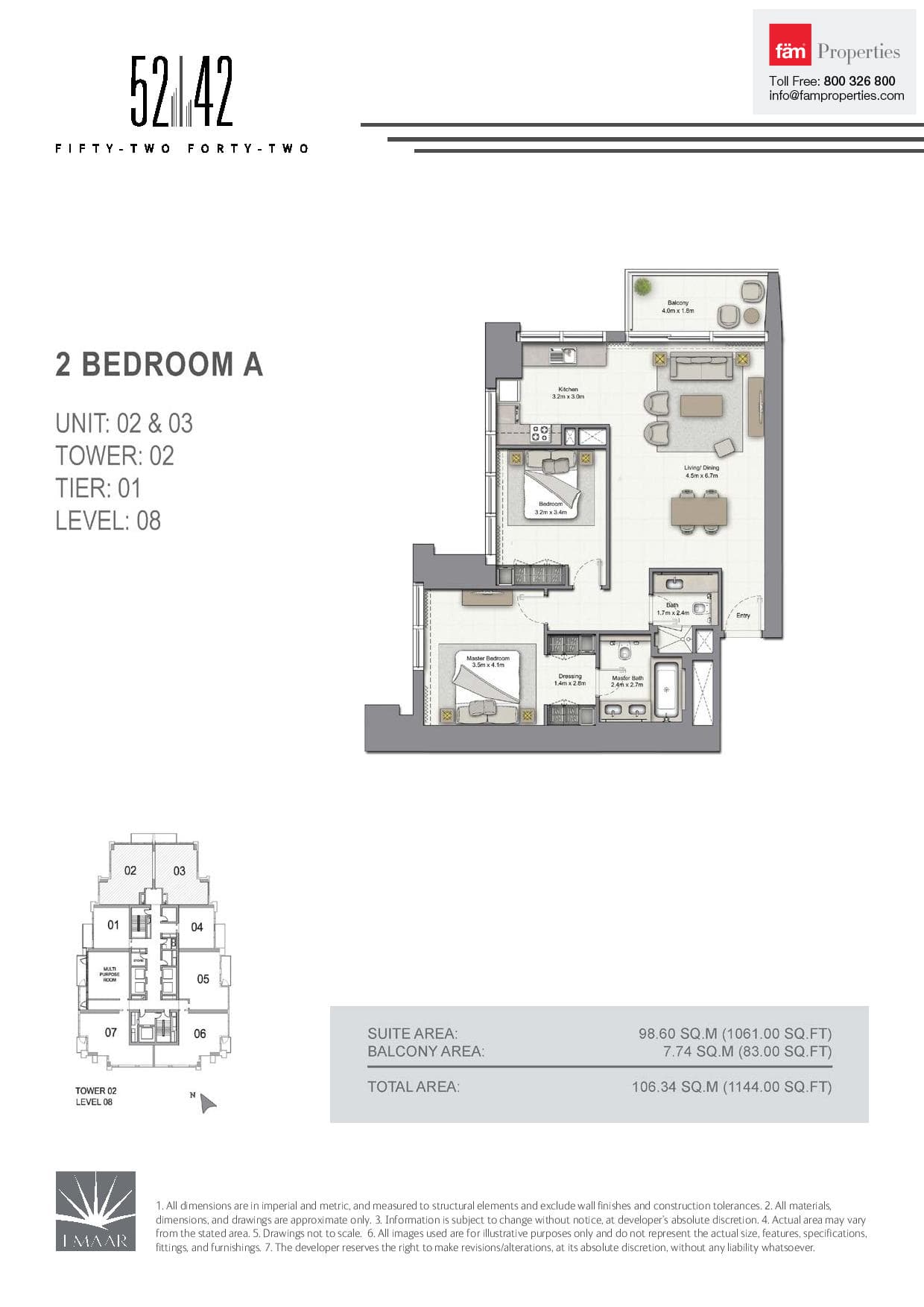 5242 Tower 2, 2-Bed Floor Plan, type: 2 Bedroom A