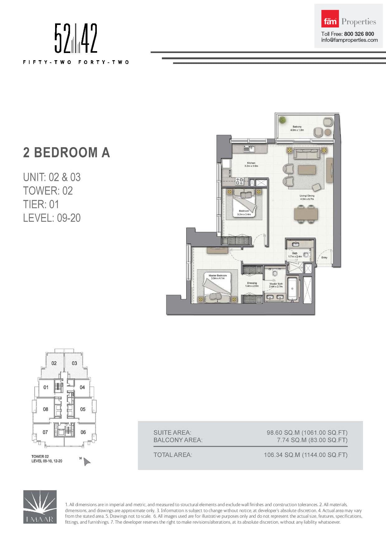 5242 Tower 2, 2-Bed Floor Plan, type: 2 Bedroom A