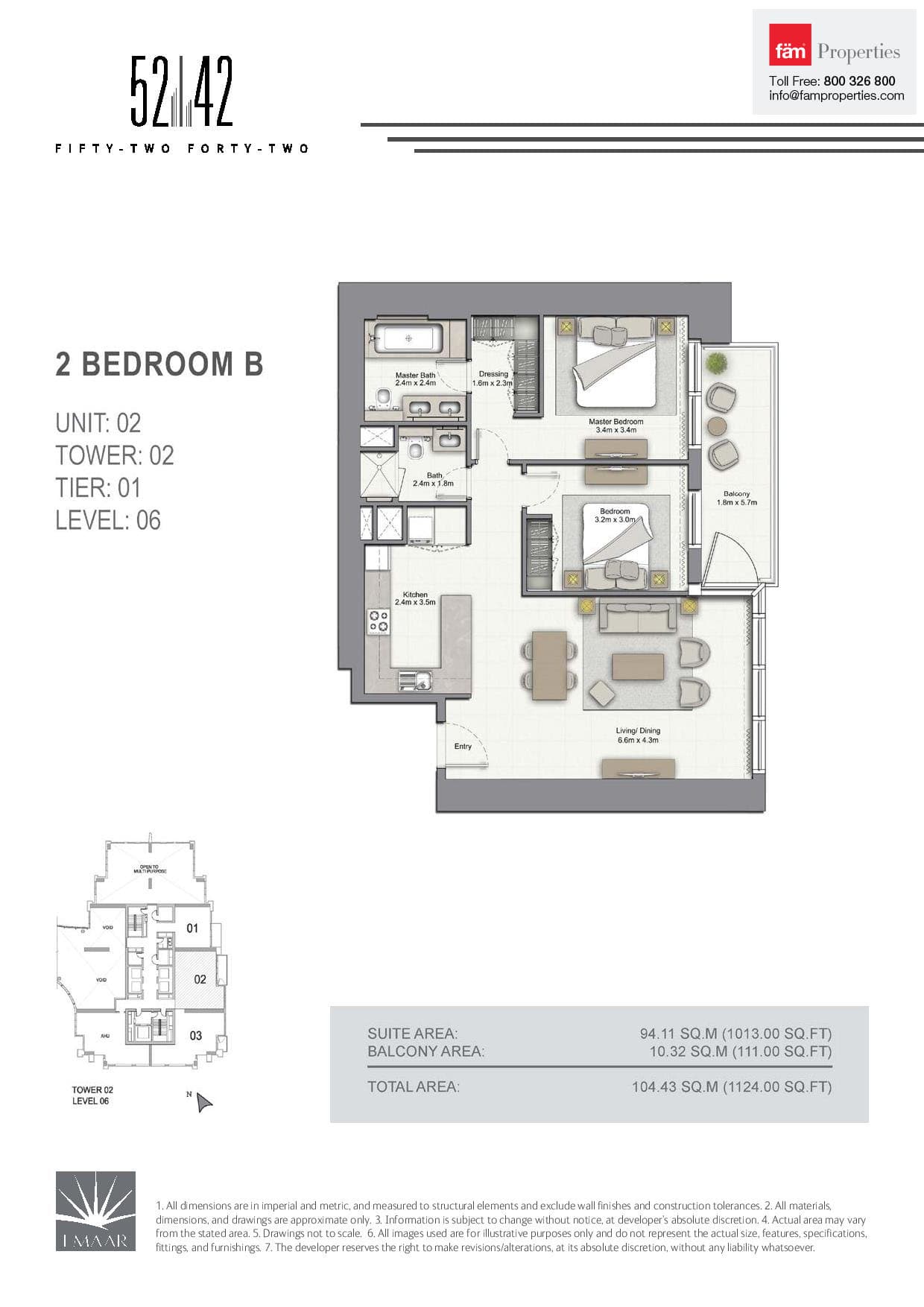 5242 Tower 2, 2-Bed Floor Plan, type: 2 Bedroom B