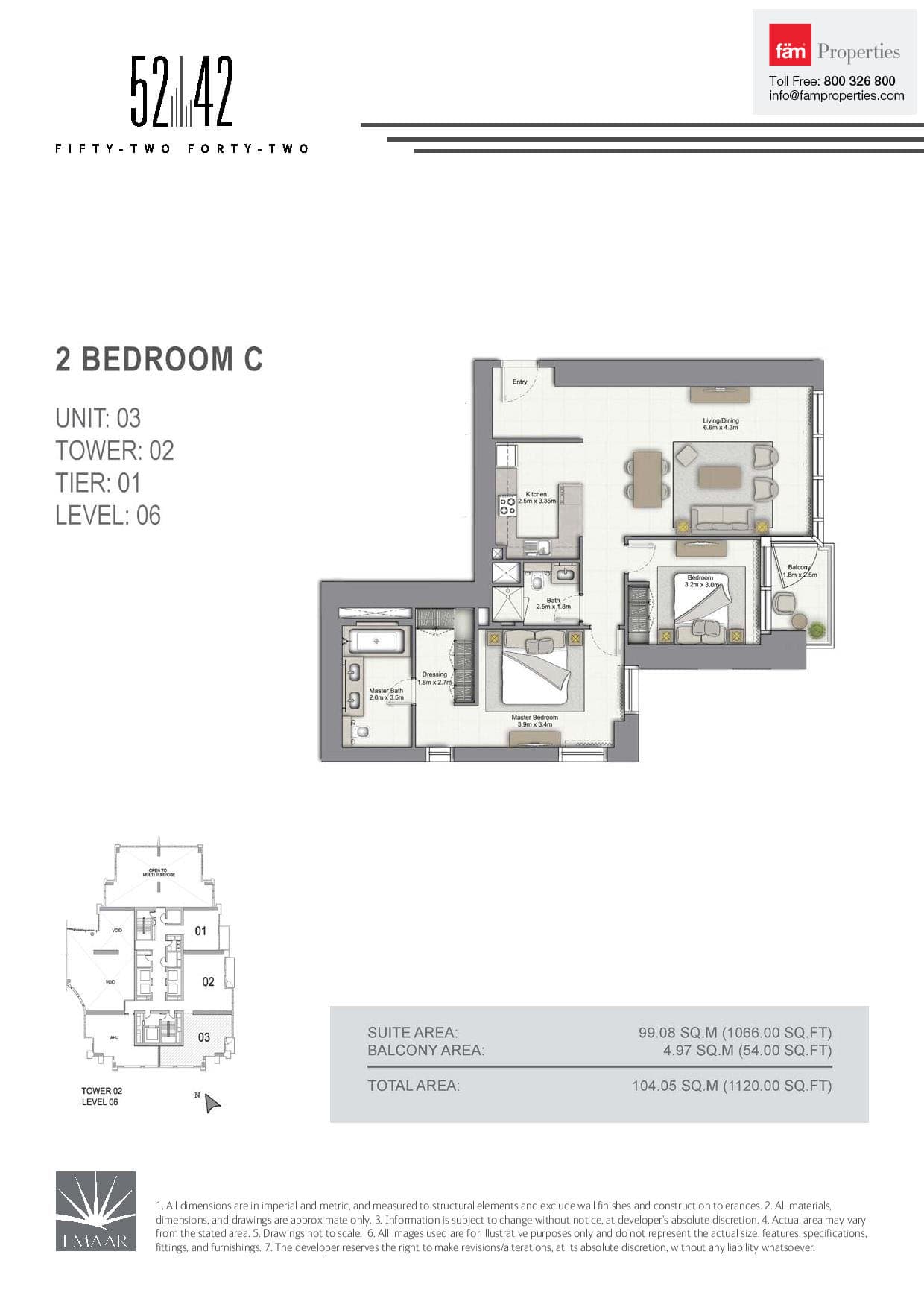 5242 Tower 2, 2-Bed Floor Plan, type: 2 Bedroom C