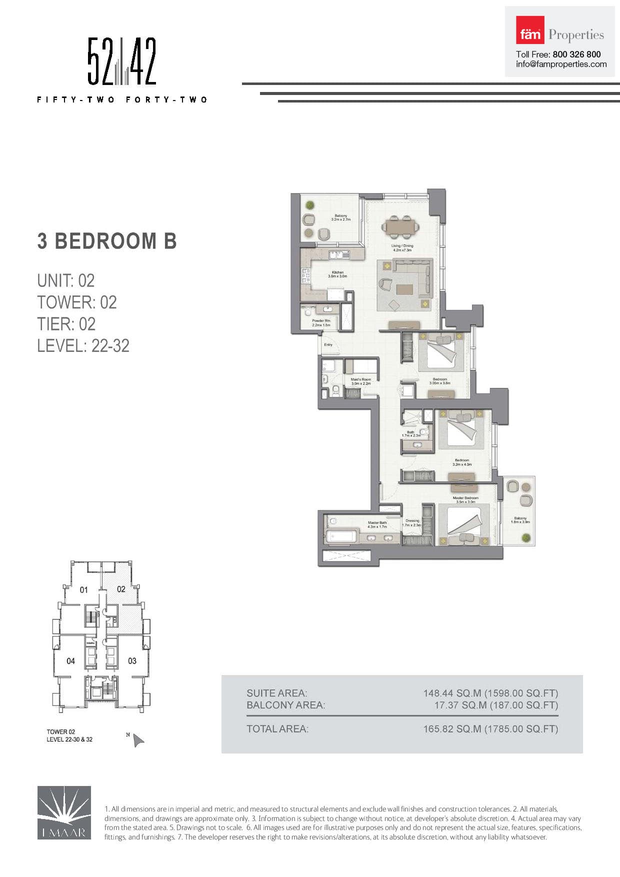5242 Tower 2, 3-Bed Floor Plan, type: 3 Bedroom B