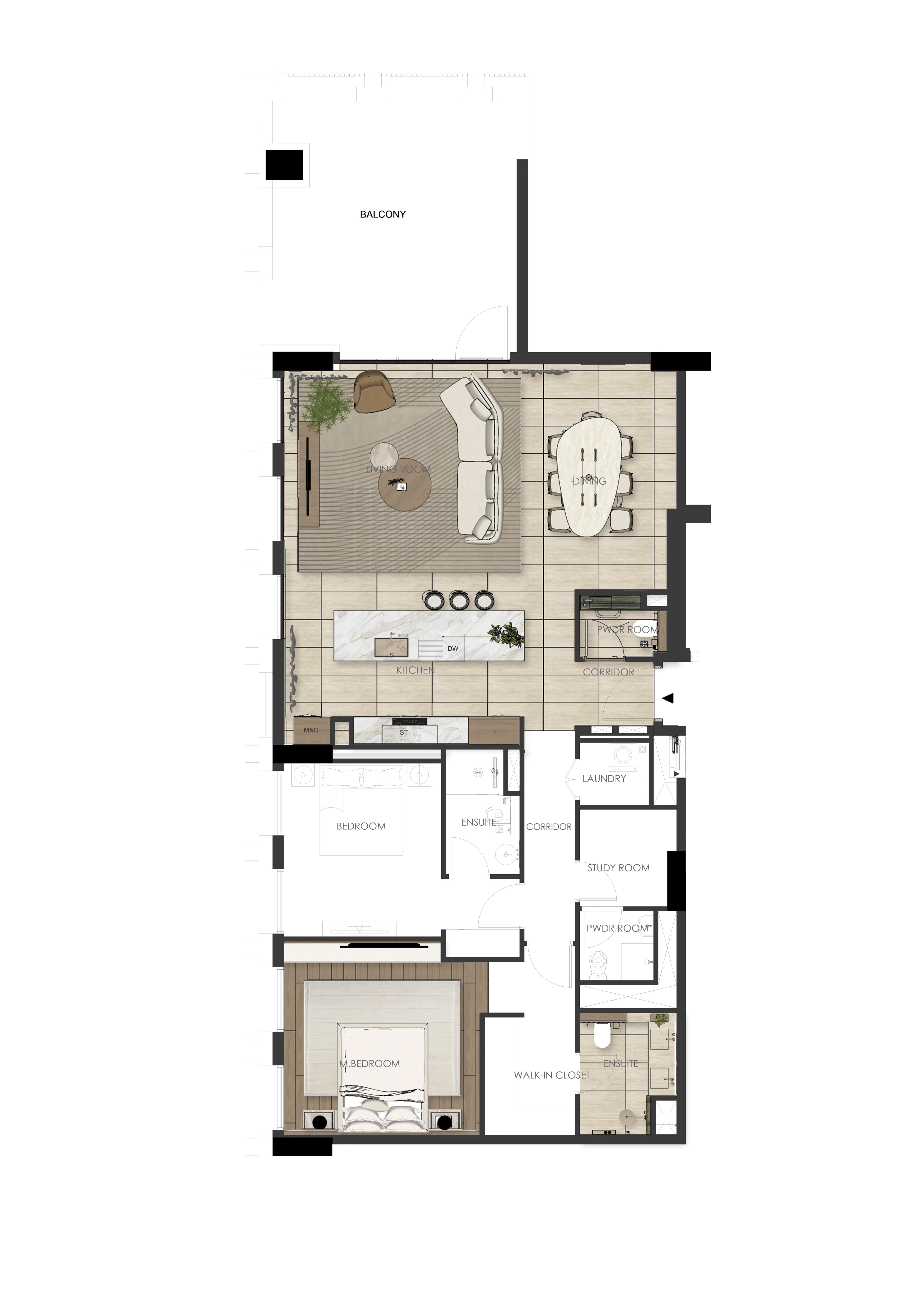 Tura Residence, 2-Bed Floor Plan, type: 2 Bed