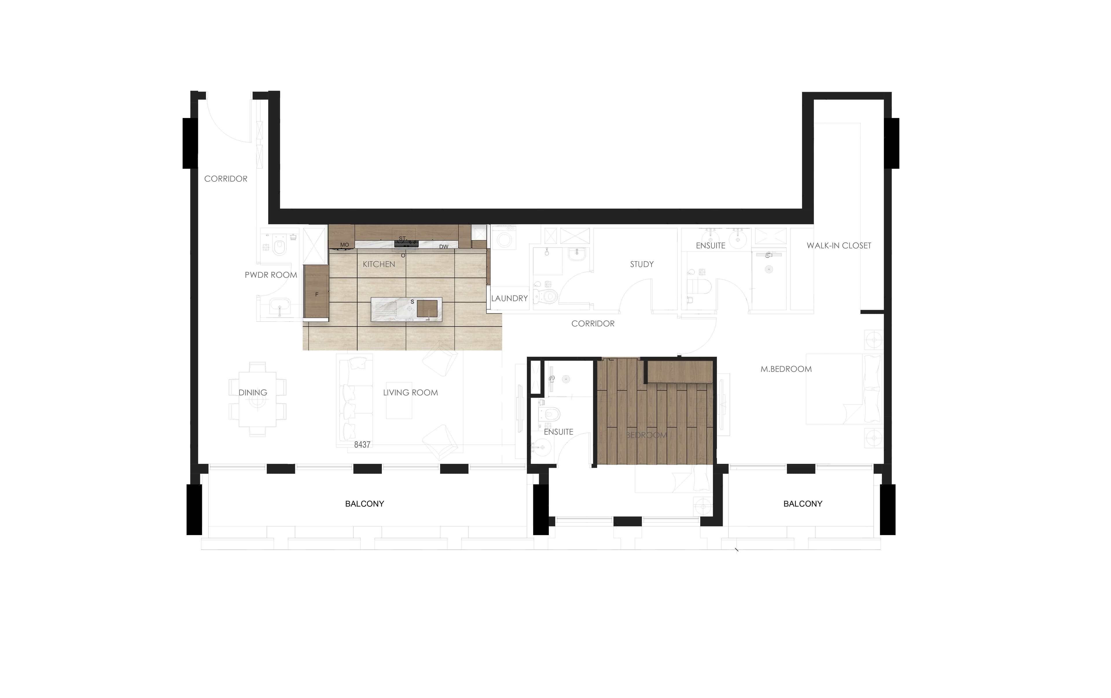 Tura Residence, 2-Bed Floor Plan, type: 2 Bed