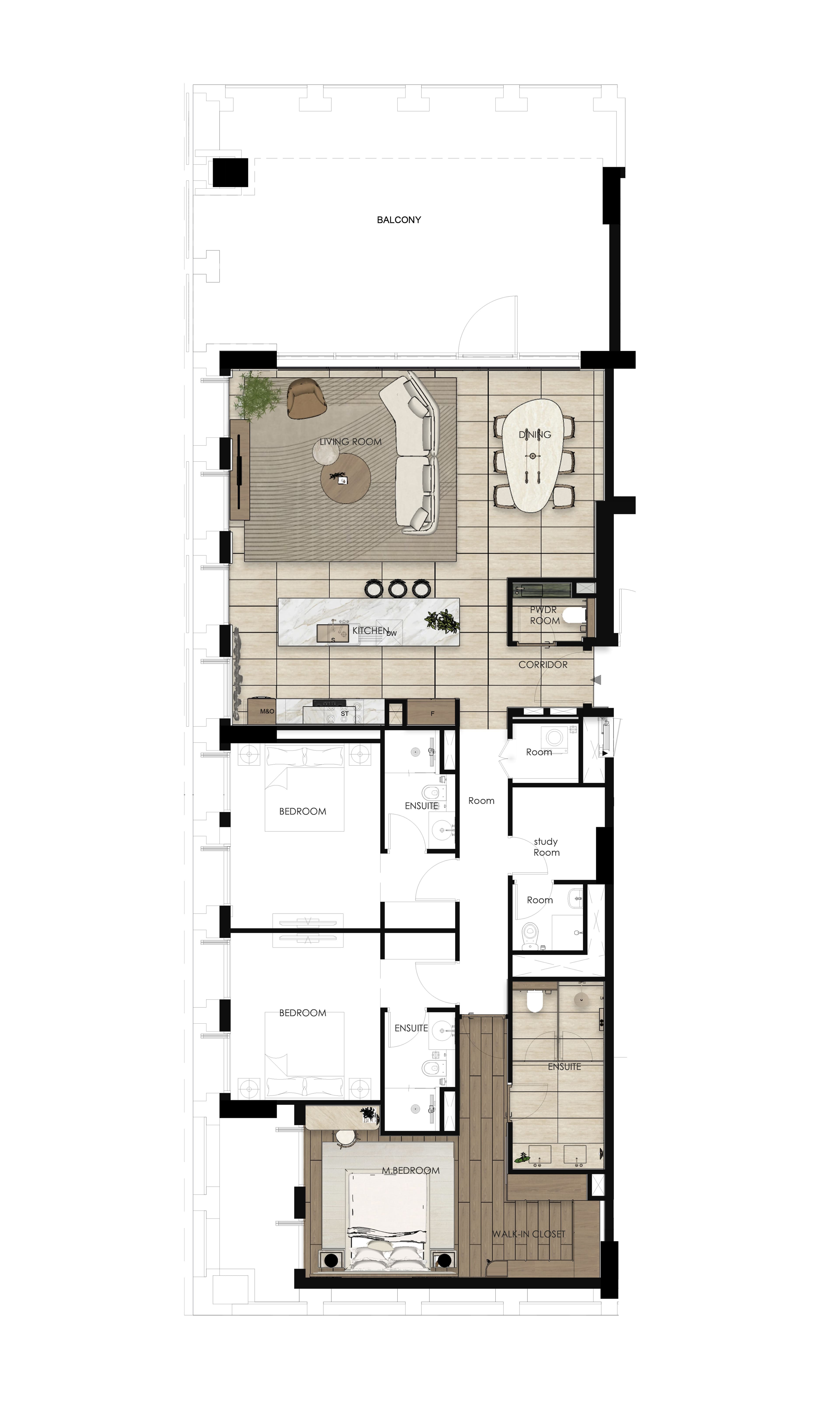 Tura Residence, 3-Bed Floor Plan, type: 3 Bed
