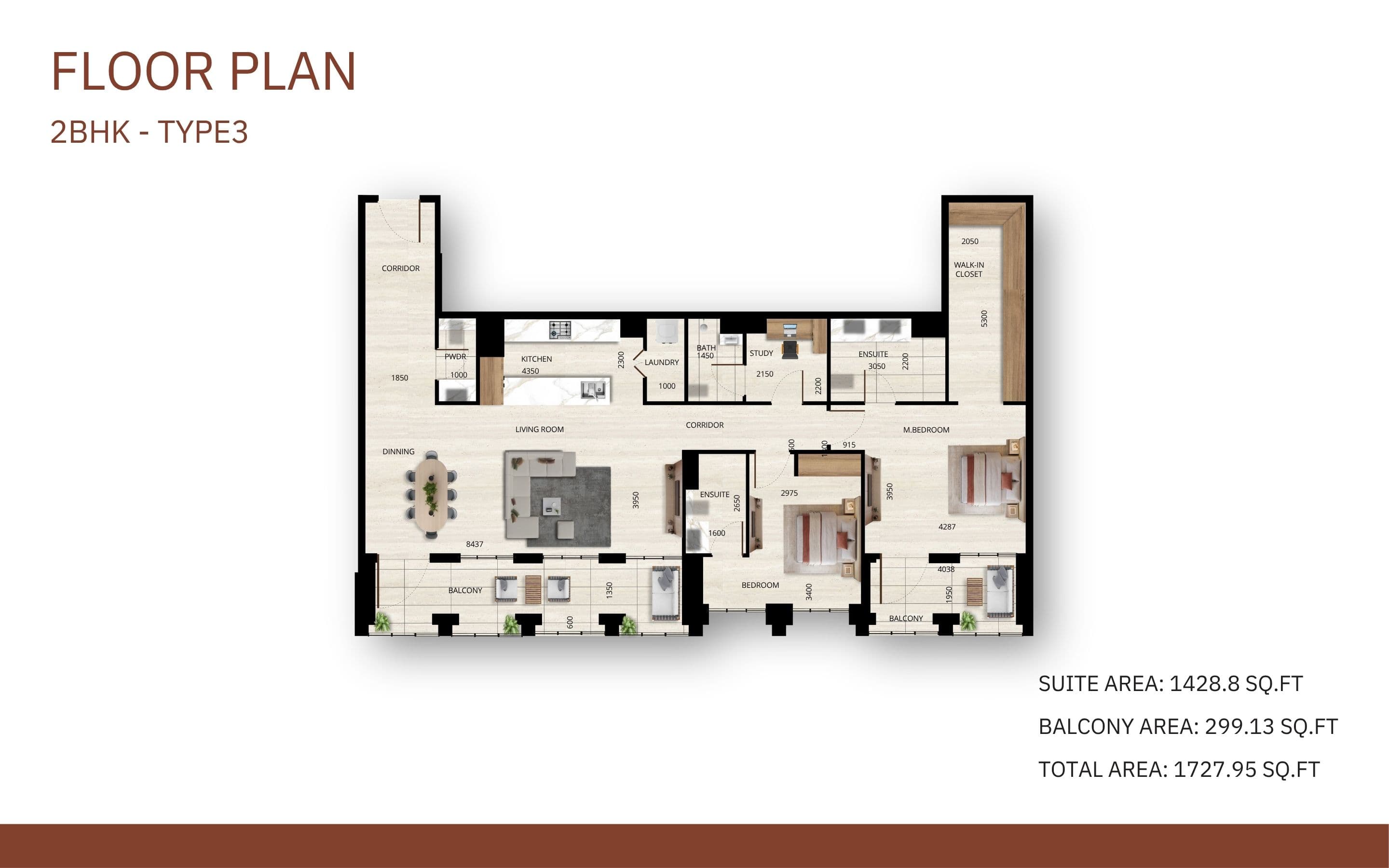 Tura Residence, 2-Bed Floor Plan, type: