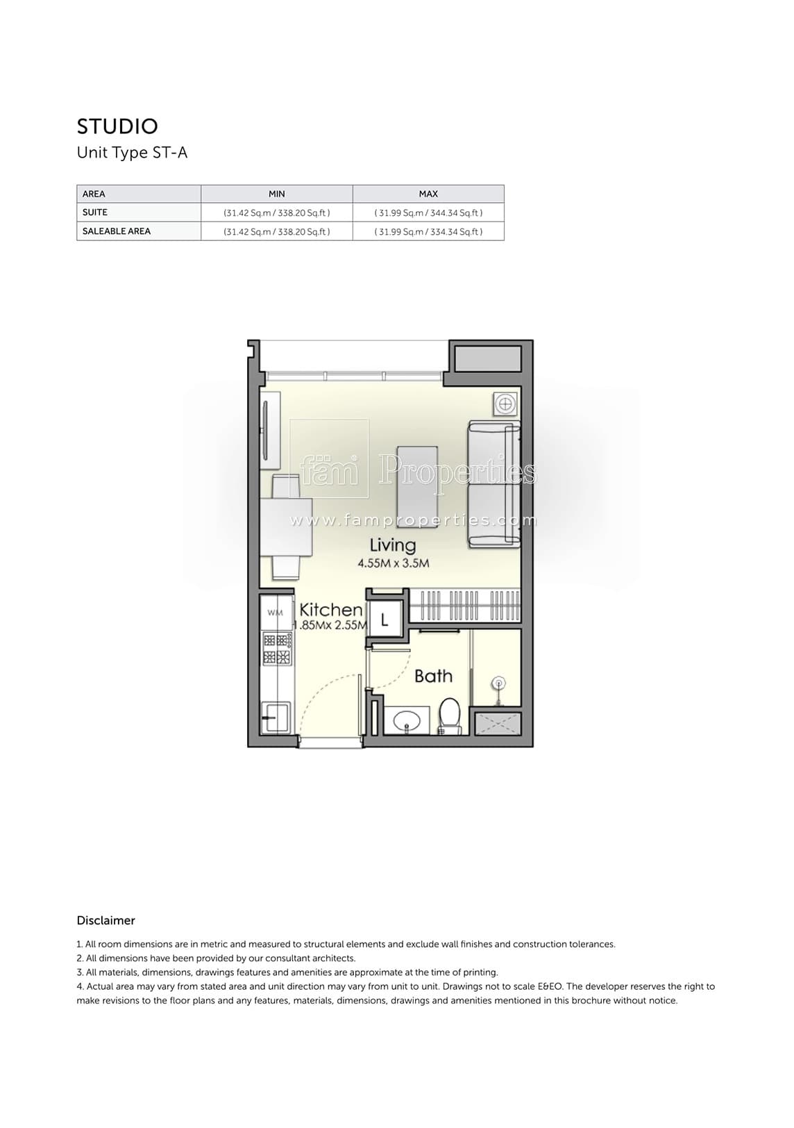 UNA Apartments, 0-Bed Floor Plan, type: Studio